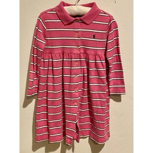 Ralph Lauren 3T Striped Polo Dress Pink/White/Navy